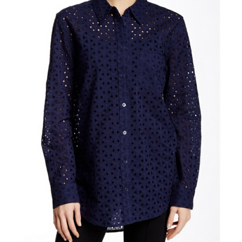 Equipment Femme Eyelet Button Down Top